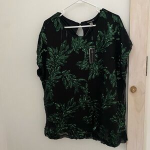 NWT Cable & Gauge Sequin Leaves Blouse / Top Sz. 2X